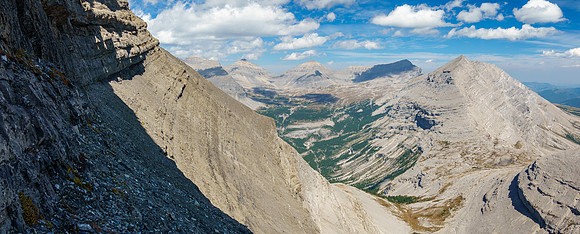 Looking back along the scree bench to Aldridge, Cornwell, Baril and Etherington (R).