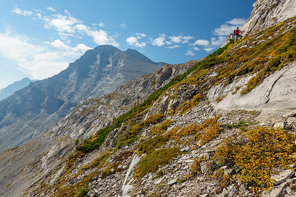 Ascending the headwall.