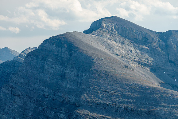 Mount Scrimger's north ridge is easy scrambling until the summit block...
