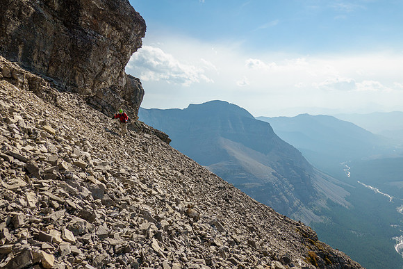 Views back along the scree traverse.