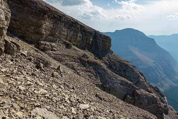 Views back along the scree traverse.