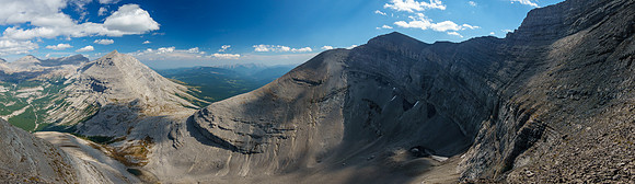 Baril, Etherington, Scrimger and our scree bench traverse (R).