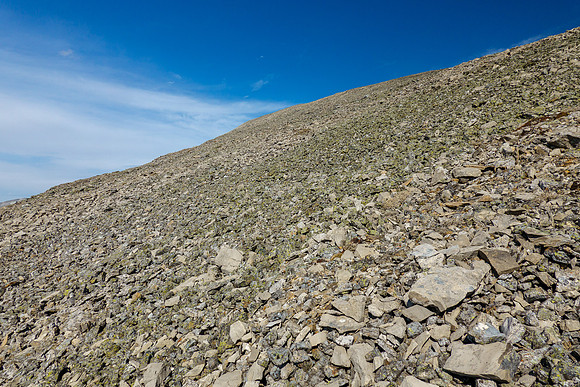 Neverending scree slopes to the summit.