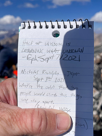 Mount Struan summit register.