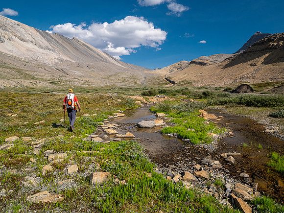 Hiking SE up Beauty Creek to the base of Andover.