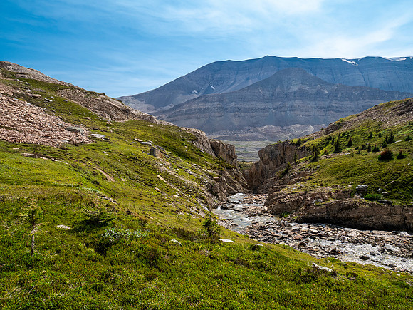 Hiking SE up Beauty Creek to the base of Andover.