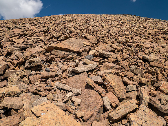 Hiking up south rubble slopes of Mount Wurzburg.