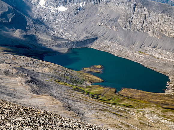 Descending towards Wilcox Lake and Pass from Skye Peak.