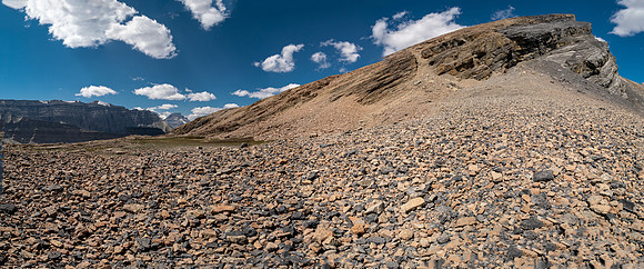 Hiking up south rubble slopes of Mount Wurzburg.