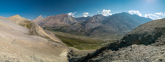 Descending from Tangle Pass into Beauty Creek. Wurzburg ahead.