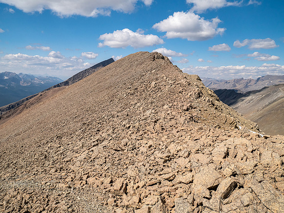 Hiking up south rubble slopes of Mount Wurzburg.