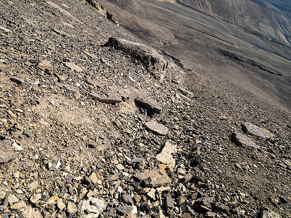 Scrambling up SW slopes of Andover Peak.
