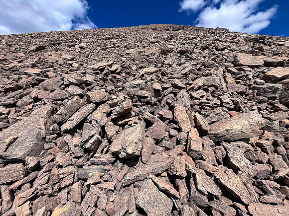 Hiking up south rubble slopes of Mount Wurzburg.
