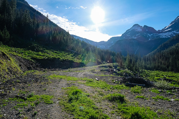 Biking the spur road into the south bowl of Soderholm.