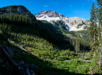 The avalanche gullies are surprisingly clear of debris.