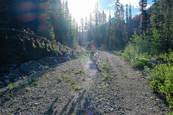 Biking the spur road into the south bowl of Soderholm.