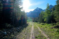 Biking the spur road into the south bowl of Soderholm.