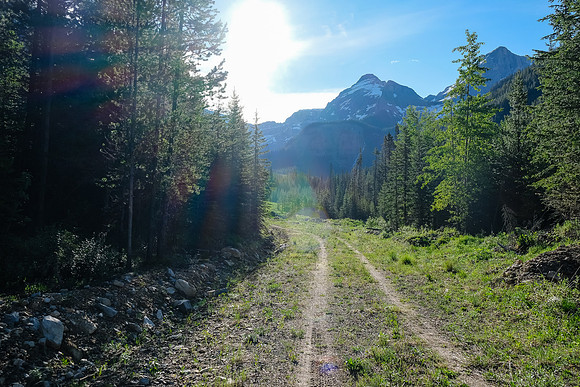 Biking the spur road into the south bowl of Soderholm.