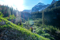 Breaking onto avy slopes to the west ridge.