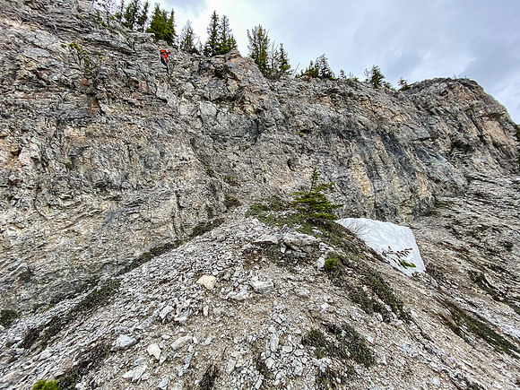Phil descends the headwall on SC7 terrain.