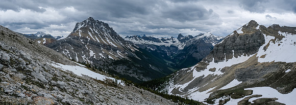 Views back down the SE ridge over the Cross River Valley to White Man Mountain.