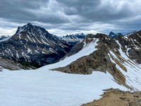 Crossing the low col with White Man Mountain at left.