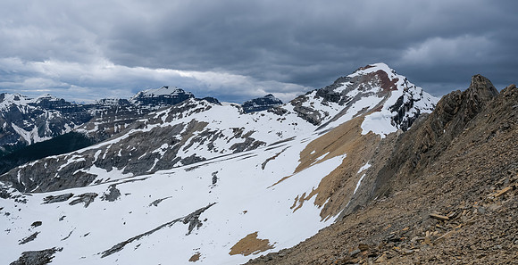 Finally around the false summit with the summit in view - still a long way off!