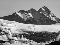 The mighty Mount Bryce looms over the Athabasca Glacier headwall in the foreground.
