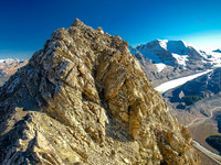Looking at a moderate scrambling section of the upper ridge on Wilcox as I descend.