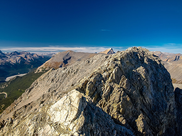 Traversing the summit ridge.