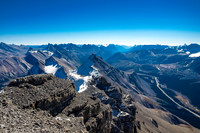 Looking SE towards Cirrus Mountain with Mount Stewart and the White Goat Wilderness at left and Mount Forbes and Saskatchewan to the right.