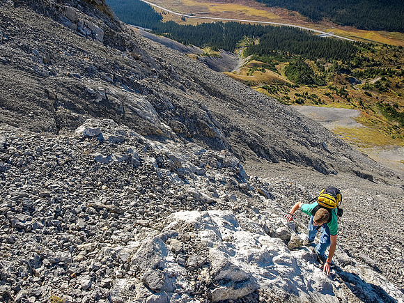 Some hands on scrambling to avoid scree.