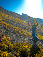 Rod grunts upwards with a nice warm sun rising over the pass.