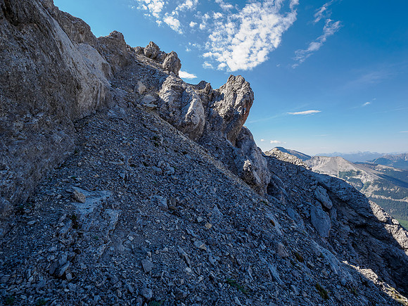 Terrain above the lower crux.