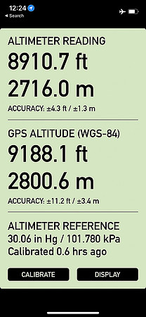 Altimeter reading from Battleship Peak (East).
