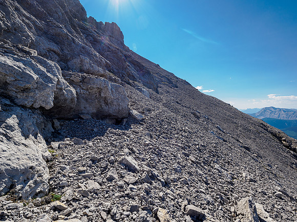 Traversing under the NW ridge.