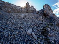 Terrain above the lower crux.