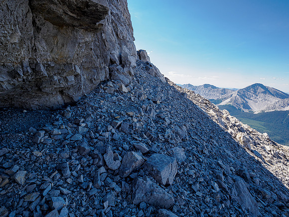 Traversing under the NW ridge.