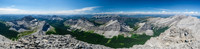 Views from Gould Dome (L), Erris, Funnel, Soap Ridge, Horseshoe Ridge, Elevators and Lyall (R).