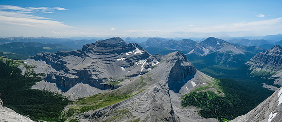 Gould Dome, Battleship and Funnel Mountain dominate the views.