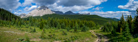 Tornado Mountain looms at left. The trail first goes away and then back and down to South Hidden Cr.