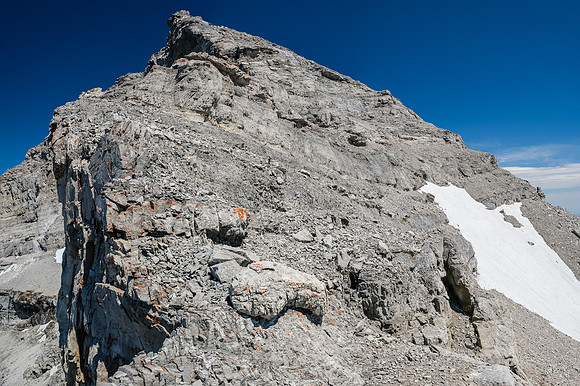 Views up my crux on the western edge of the SW gully.