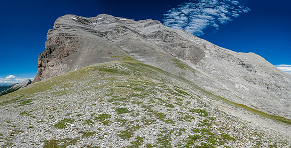 Tornado Mountain looms 500+ vertical meters over the pass.