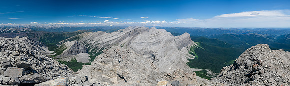 Views north up the High Rock Range to the Elevators, Beehive and Lyall.