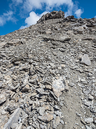 Not quite there yet. The summit block is easily ascended by skirting it on the left before taking a direct line up.