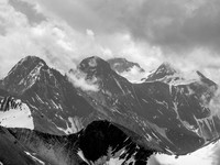 Looking over the col between White Man and Leval towards outliers of Mount Queen Mary.
