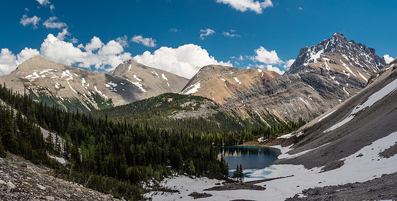 Cross Lake with Vavasour (L) and White Man rising above.