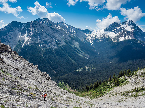 Looking back at Warre, Vavasour and White Man Mountain (L to R).