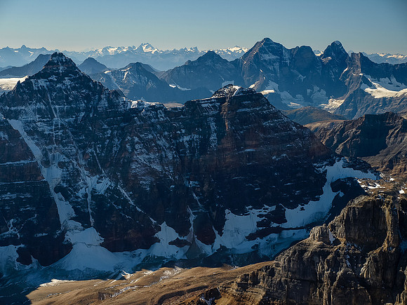 Another shot of Deltaform, Neptuak, and the Goodsir Peaks (L to R).