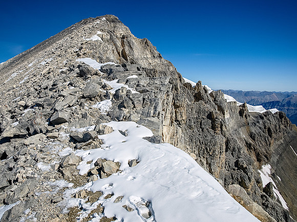 The summit ridge of Mount Temple.